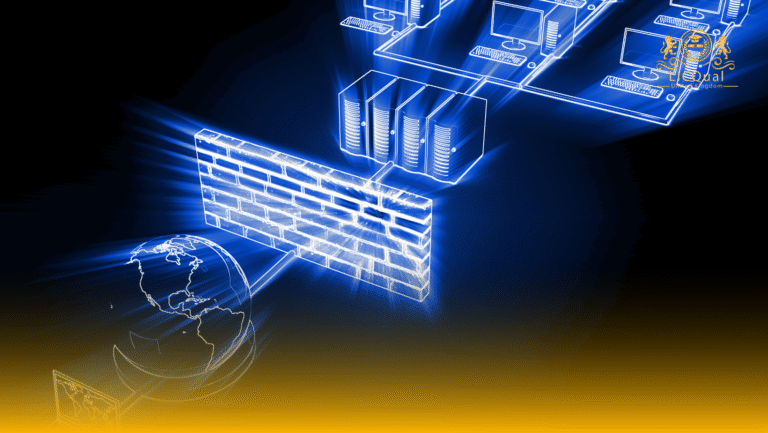 a computer network with a brick wall and a globe
