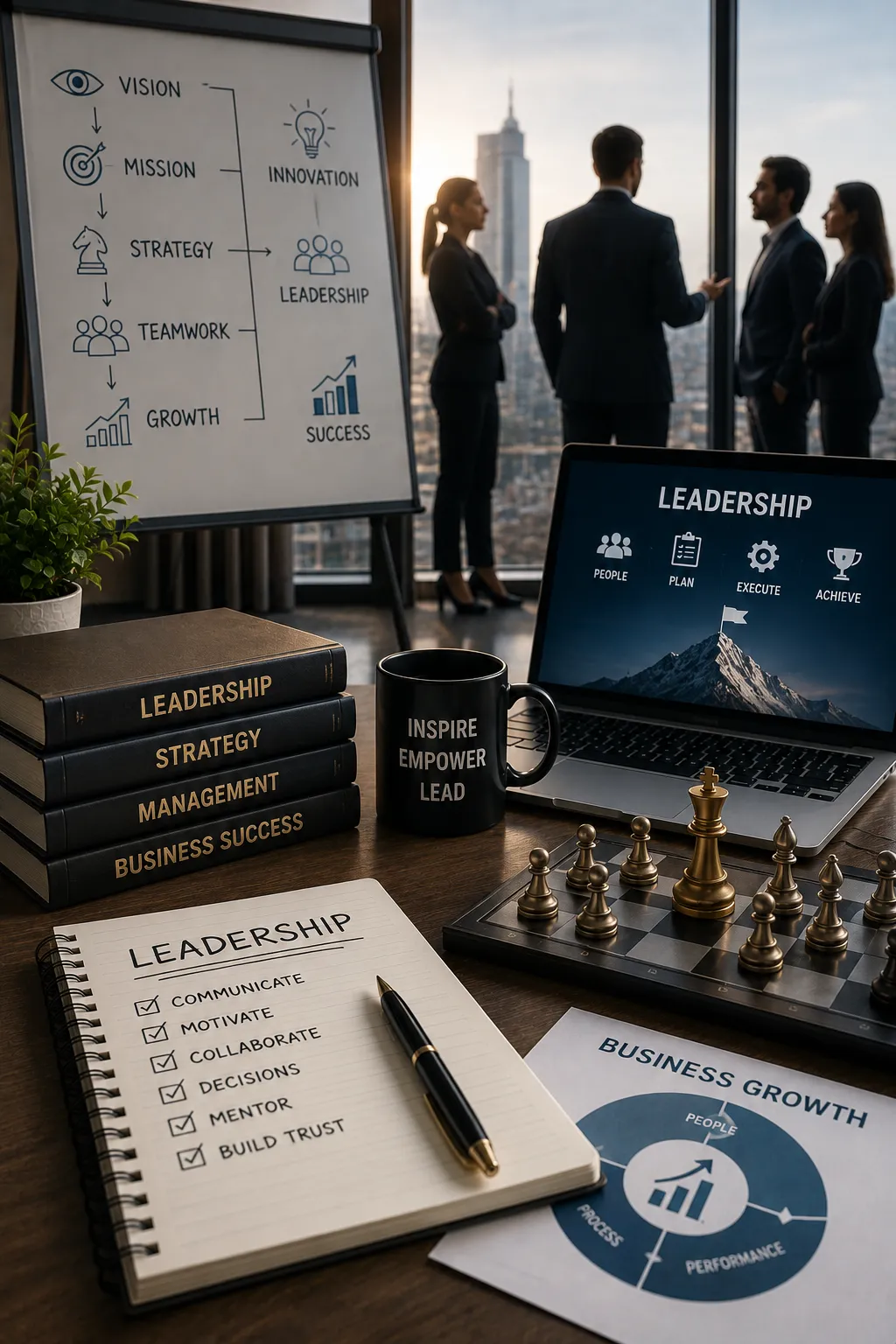 Corporate strategy and leadership workspace

