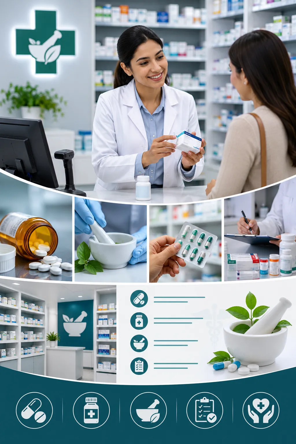 Pharmacy care and consultation infographic

