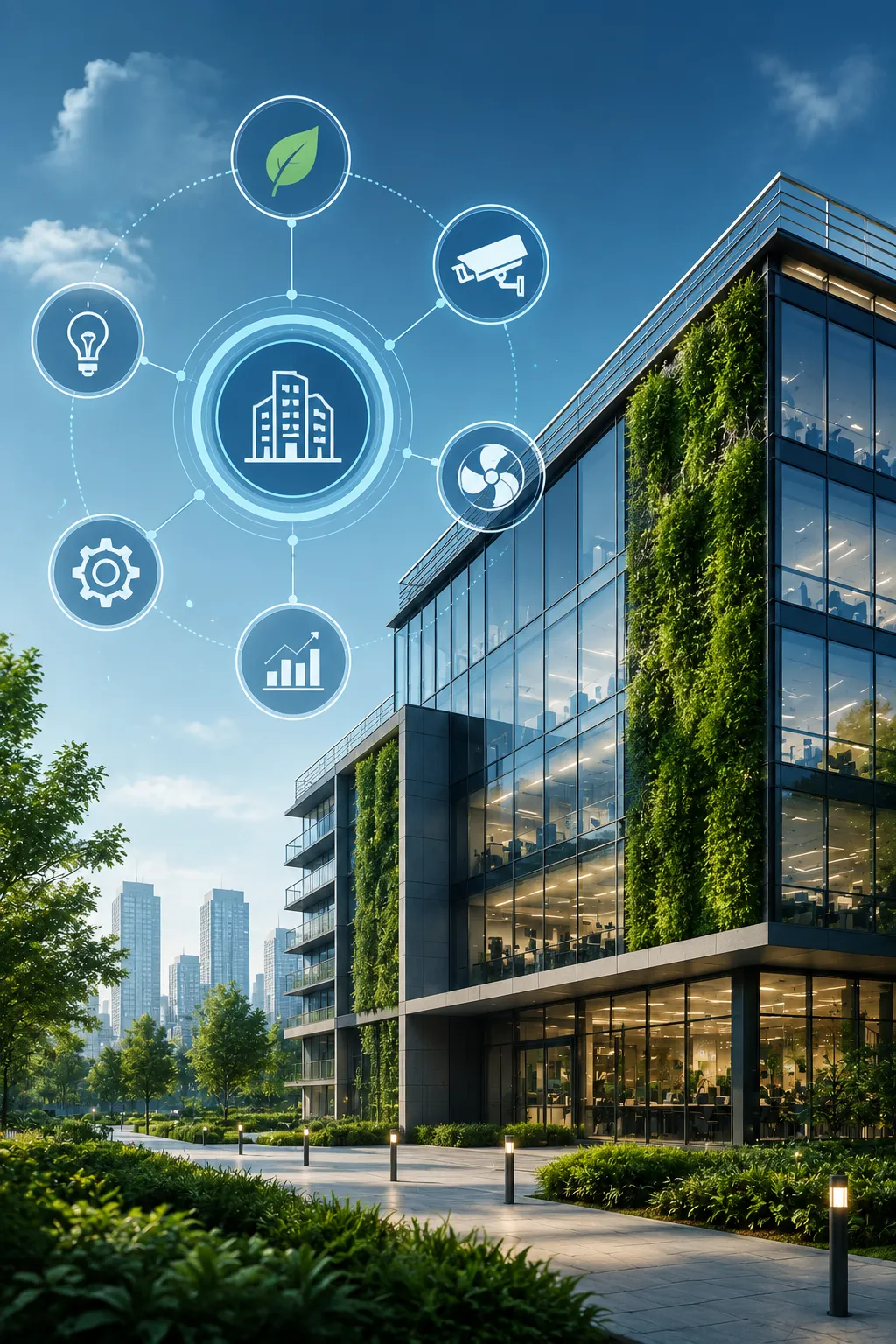 Smart building with digital interface elements

